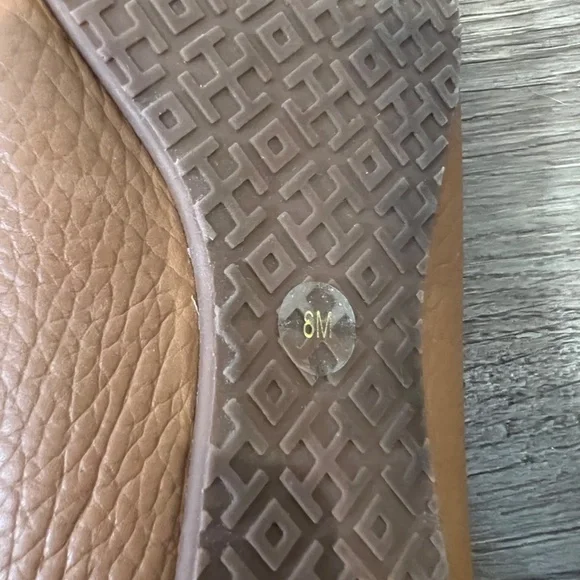 Tory Burch Tumbled Leather Reva Ballet Flats Royal Tan/Gold Size 8 - Picture 13 of 15
